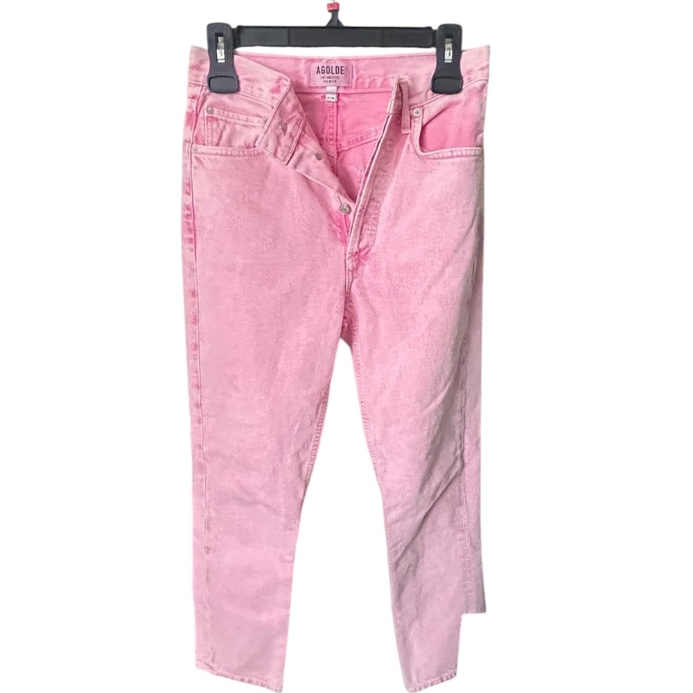 👉 AGOLDE Pink High Rise Jeans Washed Denim Trendy Size 24